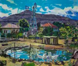 Gerhard Batha, Windmill, acrylic on canvas laid down on board