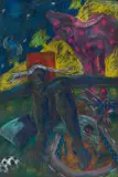 Jo Rogge, Figure with a Bull, pastel on paper