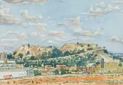 Carl Becker, View from Top Star drive-in, Selby, Johannesburg, watercolour on paper