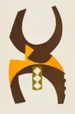Hannes Harrs, Abstract Composition with Orange and Brown, colour screenprint on paper