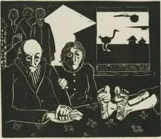 The Wake by Fred Page, linocut on paper, offered Oct 2022