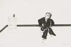 Interview by Robert Hodgins, lithograph on paper, sold Oct 2022