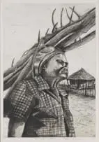 Ndhwalo va Ringetela Emakatleni (The Bigger Your Problems, the Harder You Must Work to Overcome Them) by Phillemon Hlungwani, etching on paper laid down on card, offered Oct 2022