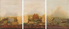 Abstract Composition, triptych by Nissan Engel, colour lithograph on paper, sold Oct 2022