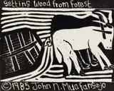Getting Wood from Forest (small) by John Muafangejo, linocut on paper, offered Oct 2022
