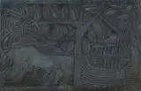 John Muafangejo, Getting the Wood from Forest (medium) (original lino block), lino block