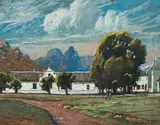 Sydney Carter, Cape Dutch Home, watercolour on card