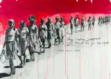 Nelson Makamo, Anti-Social Selfie, acrylic and charcoal on paper