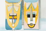 Sidney Goldblatt, Two Masks in Gold and Blue