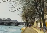 Denby Meyer, Along the Seine, watercolour on paper