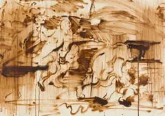 Johannes Phokela, Abstract Figures, oil on tracing paper