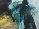 Louis van Heerden, Silhouetted Figures in Blue