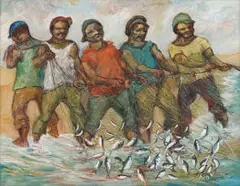 Amos Langdown, Fisherman, oil on canvas