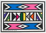 Esther Mahlangu, Untitled (Ndebele in Pink and Blue), acrylic on canvas