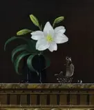 Michael Vincent Murphy, Still Life with Lily and Fish, oil on canvas laid down on board