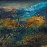 Lynette ten Krooden, Abstract Landscape in Blue and Gold