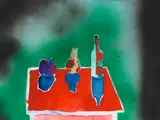 Robert Hodgins, Red Table, watercolour on paper