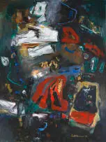 Abstract Composition by Eben van der Merwe, oil on canvas, sold Nov 2022