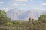 The Veld and the Mountains, Riversdale by Jan Ernst Abraham Volschenk, oil on canvas, sold Nov 2022