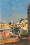 Ruth Prowse, Maleierbuurt, Loaderstraat, Kaapstad (Malay Quarter, Loader Street, Cape Town), oil on board
