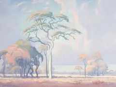 Jacobus Hendrik Pierneef, Bosveldboomlandskap (Bushveld Landscape with Trees), oil on board