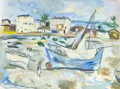 Irma Stern, Zanzibar Harbour Scene, gouache on paper