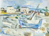 Irma Stern, Zanzibar Harbour Scene, gouache on paper