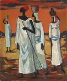 Maurice van Essche, Kongo Man en Drie Vroue (Congolese Man and Three Women)