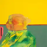 Head by Robert Hodgins, oil over watercolour on canvas, sold Sep 2022