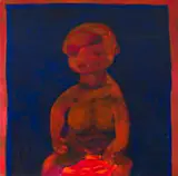 Robert Hodgins, Girl on a Bright Cushion, oil on canvas
