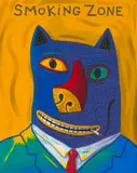 Norman Catherine, Smoking Zone (Cat), oil on canvas
