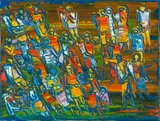 The Gathering by Walter Battiss, oil on canvas, sold Sep 2022