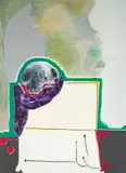A John Webster Painting: A Grinning Skull Wrapped in a Shroud by Robert Hodgins, oil and charcoal on canvas, sold Sep 2022