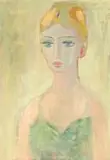 Woman in Green Dress by Carl Büchner, oil on board, sold Sep 2022