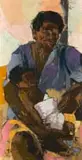 Welcome Koboka, Mother and Child, acrylic on board