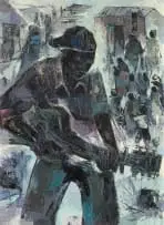 The Guitar Player by Welcome Koboka, 1968, acrylic on board, sold Sep 2022