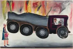 Alfred Thoba, Petrol Tank Explodes, Granny Lives, oil on paper