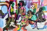 Wycliffe Mundopa, Light of a New Day, oil, ink, collage on sewn canvas