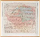 Dan Halter, One Dollar, 2011, map of Zimbabwean farming regions hand woven with 300 trillion Zimbabwean dollars