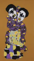 Look Into My Eyes by Sizwe Sama Sibisi, patchwork on linen, sold Feb 2023