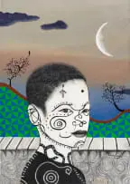 Kelechi Nwaneri, Time, People and Change 4, mixed media on canvas