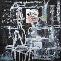 Thierry Oussou, Trace XI, mixed media on paper