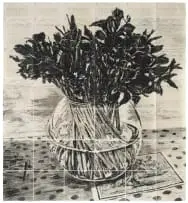 William Kentridge, Irises, Royal Observatory, Cape of Good Hope, 2019, lithographs printed on 42 pages scanned from a 1947 Royal Observatory, Cape of Good Hope log book, mounted on cotton cloth