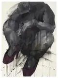Weaam El-Masry, Purple Shoes, acrylic and charcoal on paper