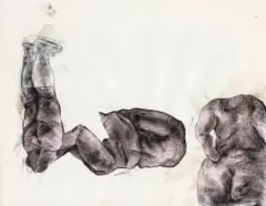 Weaam El-Masry, Dry Lie, drawing and collage on paper