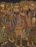 Twins Seven-Seven, Procession, mixed media on board