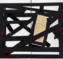 Fragile Cargo II; Studio Study II, diptych by Serge Alain Nitegeka, 2012, acrylic on wood, two panels, offered Feb 2023