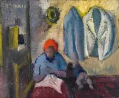 Gerard Sekoto, Mother and Baby, oil on canvas