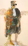 Franklin Aembe Mokili, Prodeo, acrylic and collage on canvas