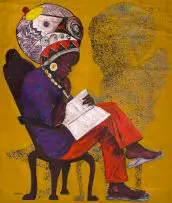 Franck Dikisongele, La réalité de l'ombre, acrylic on canvas